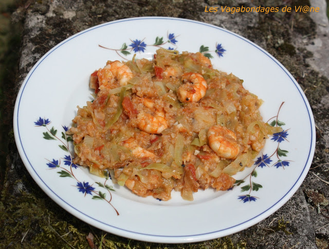 Chou aux crevettes et poisson fumé