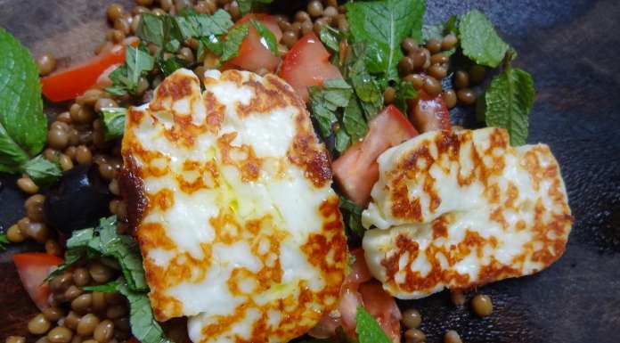 taboulé de lentilles au halloumi