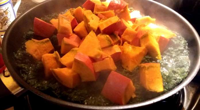 Curry de saumon au potimarron et épinards ajouter le potimarron aux épinards