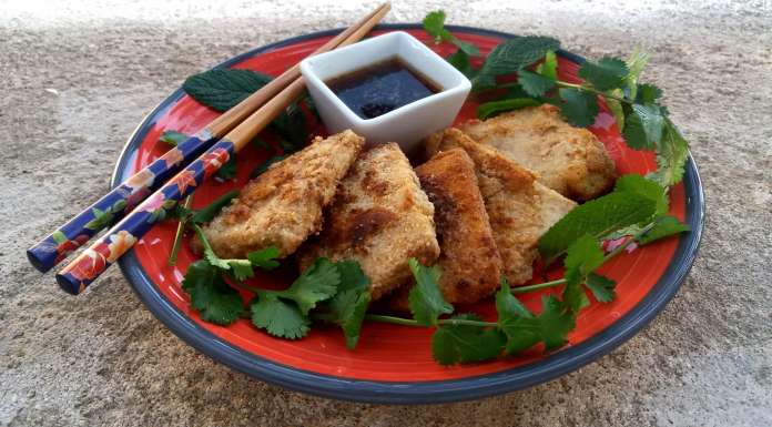 Tofu fumé en croûte d'amandes