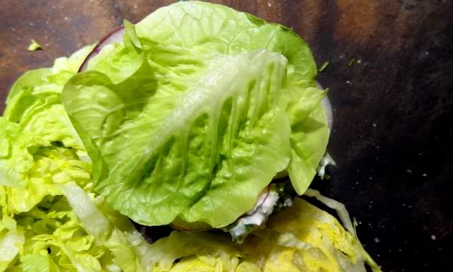 Recouvrir le bun d'avocat avec la salade