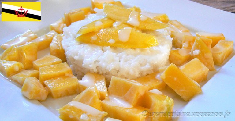 recettes brunéiennes mangue et riz collant sauce noix de coco